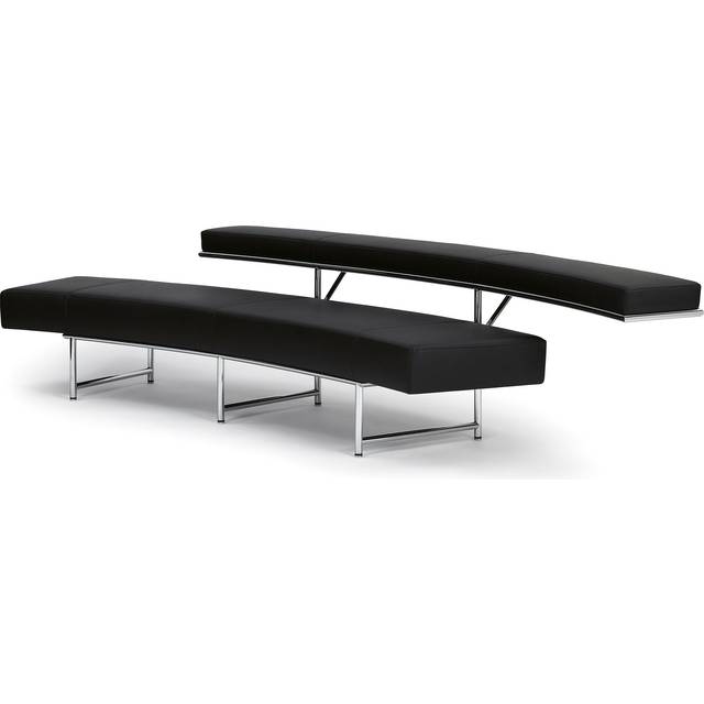 ClassiCon - Monte Carlo Sofa - schwarz/Leder Classic/Gestell Stahlrohr verchromt/BxHxT 280x97x60cm - black (97.0 x 280.0 x 60.0cm)