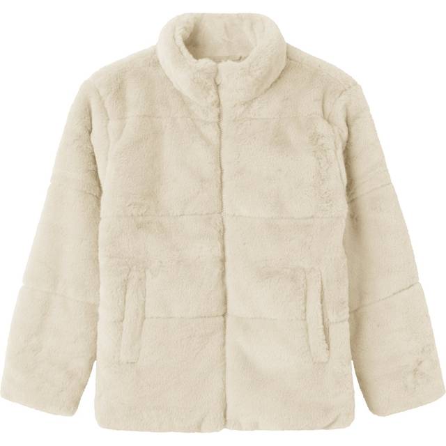 Name It Girls Faux Fur Jacket - Cream, Cream, Size 13 Years - 13 YEARS