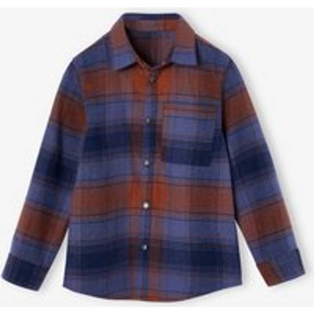 Chequered Flannel Shirt for Boys slate blue