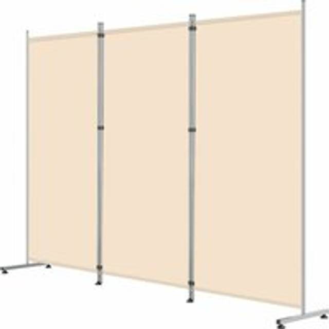 Yodolla - 3-Panel Room Divider Folding Panel Screen Partition Wall Privacy Fiber Screen for Bedroom Office Living Room, Beige