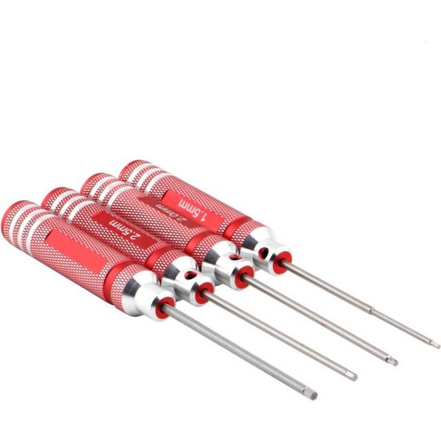 4PCS/1set Hex 4pcs Screw Driver Tools Kit Set for RC Helicopter Plane Red