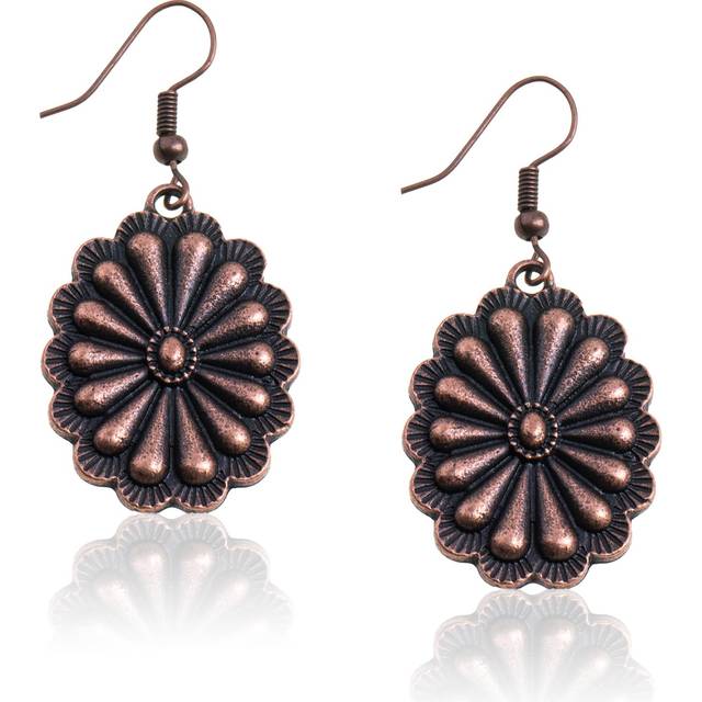 Rustic Couture's Western Earrings for Women Cowgirl Hypoallergenic Dangling Concho Drop Round Flower Earring Jewelry RCE-1074BZ