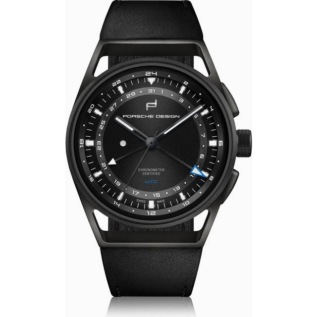 Globetimer Titanium Case Black Dial Black Leather Strap Automatic Watch - One Size