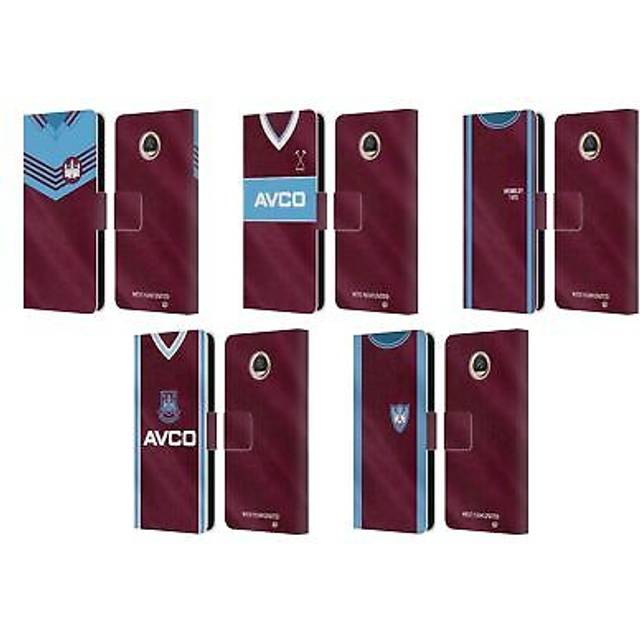 West ham united retro kits leather book wallet case cover for motorola phones