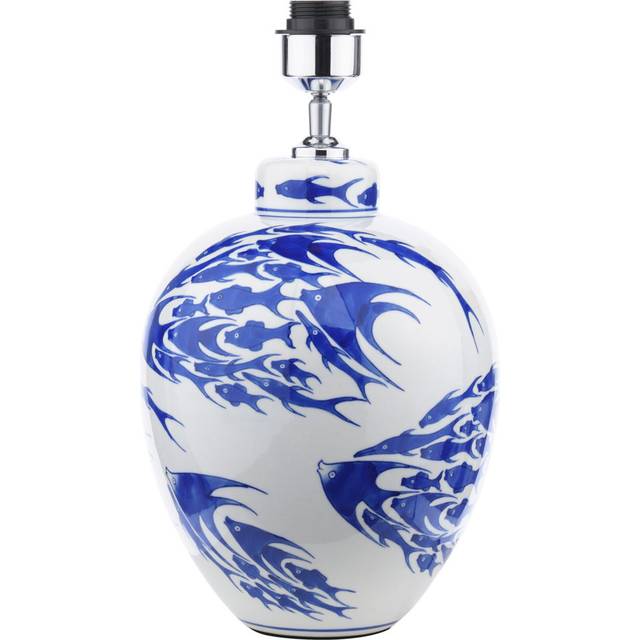 Simone Ceramic Table Lamp Fish Pattern Base Only - Blue (38cm H X 23cm W X 23cm D)