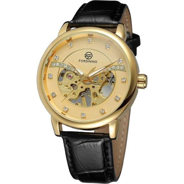 Luxury Skeleton Watch Men Mechanical Sports Watch Black OR Gold Dial Casual Leather Band Waterproof