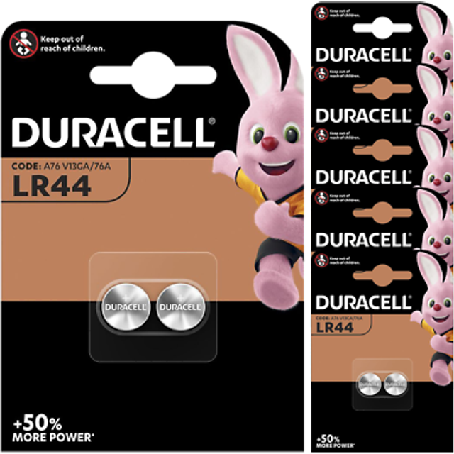 Duracell lr44 ag13 a76 v13ga button cell batteries x 12 long expiry