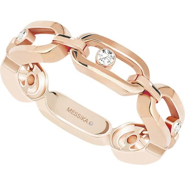 Messika Womens Pink Gold Move Link18ct Yellow-gold and 0.09ct Diamond Ring L - PINK GOLD