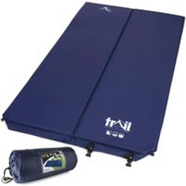 Double Camping Mat Self Inflating Inflatable Camp Roll Mattress With Bag Trail - Blue