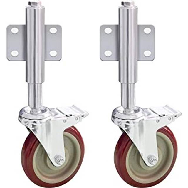 "2 Pack 5"" Gate Wheels Heavy Duty Spring Swivel Casters 220lbs Load Capacity Industrial Casters Plate Casters Spring Loaded Gate Castor for Garden"