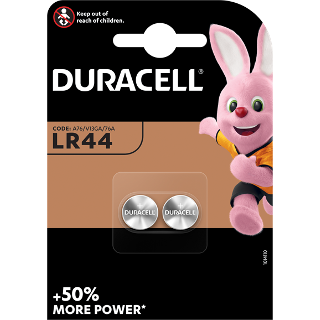 Duracell lr44 1.5v button cells alkaline, pack of 2 bulk offer 50 packs of 2