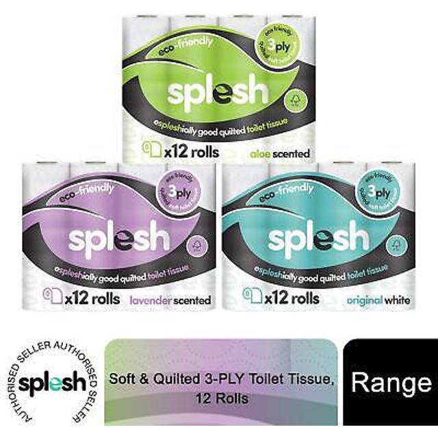 Splesh By Cusheen Quilted Lavender Fragrance 3 Ply Toilet Tissue Paper 24 Rolls, White