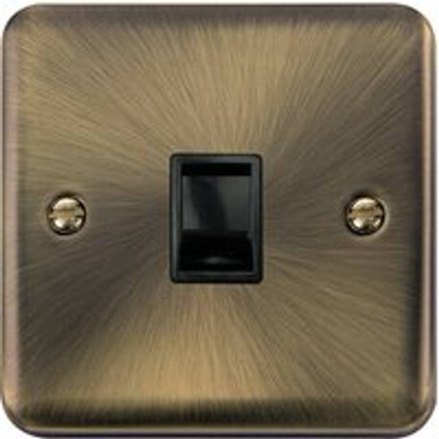 Se Home - Curved Antique Brass Rj11 Socket - Black Trim