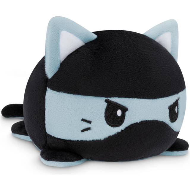 TeeTurtle - The Original Reversible Cat Plushie - Russian Blue Ninja Cat - Cute Sensory Fidget Stuffed Animals That Show Your Mood!