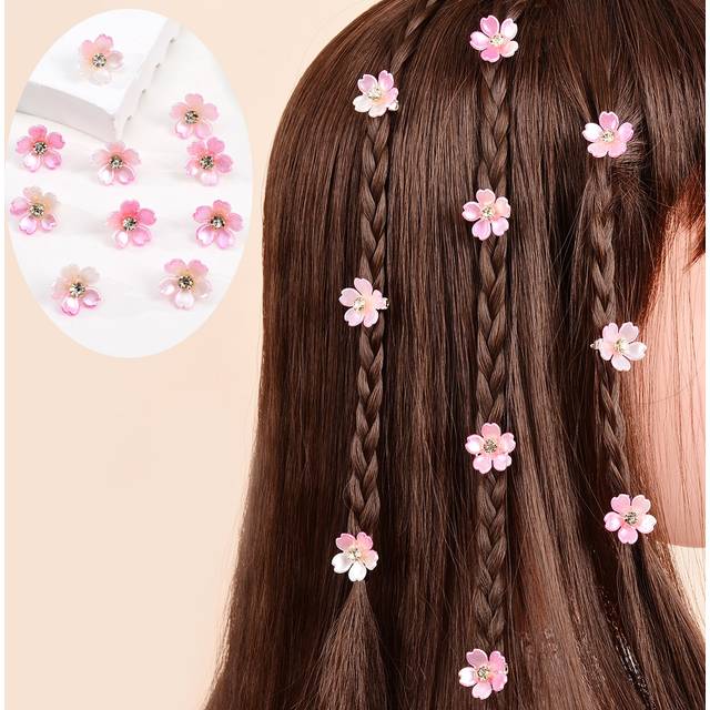 SHEIN 10pcs Girls&#39; Flower Hair Hoops And Clips For Daily Life, Party, Wedding, Flower Girl Or Holiday
