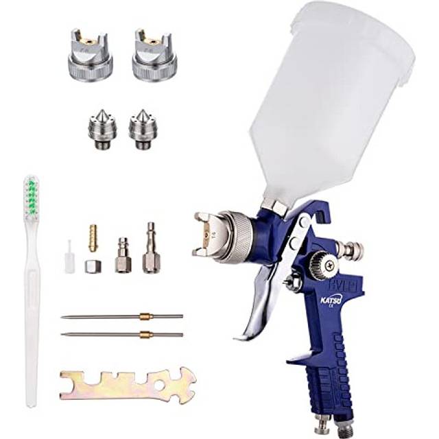 KATSU HVLP Paint Spray Gun Gravity Feed 600CC with 3 Copper Nozzles 1.4/1.7/2.0mm Pneumatic Air Paint Sprayer for Car Furniture Surface Coating