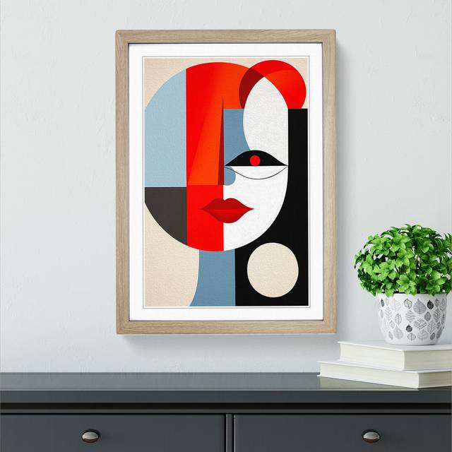 Pablo Picasso Minimalism - Print - Oak Framed (34cm H x 25cm W x 2&#34; D)