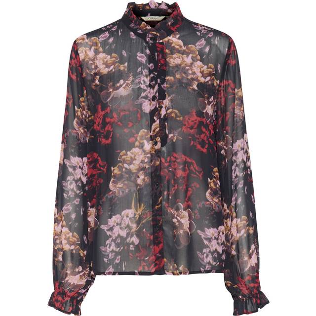 Cream, Shirts, female, Multicolor, S, Flower Print Blouse with Ruffle Detail