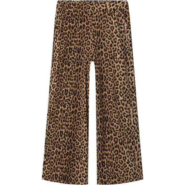 Name It Girls Leopard Print Wide Leg Trousers - Black, Black, Size Age: 13 Years - age: 13 YEARS