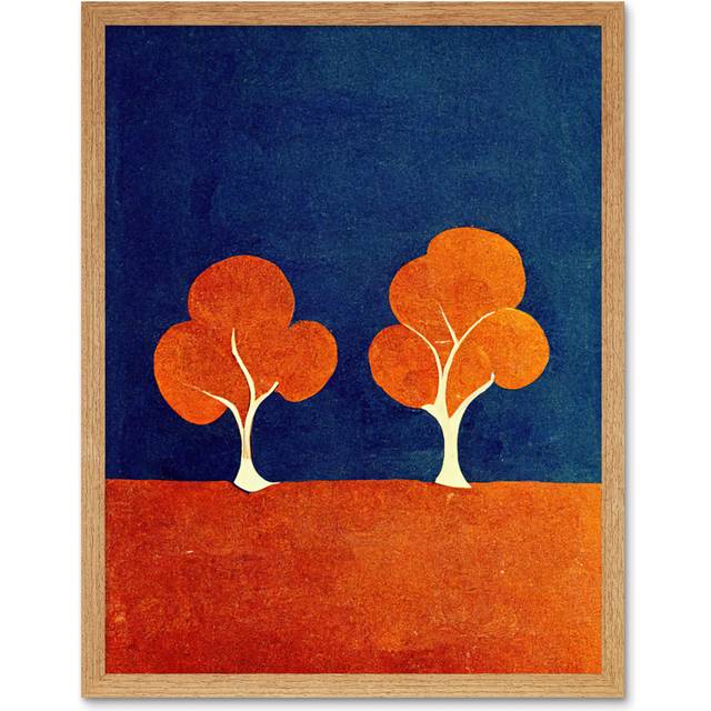 Abstract Matisse Style Trees Forest - Art Prints - Light Brown Framed Paper (25.9cm H x 20.6cm W x 1.5cm D)