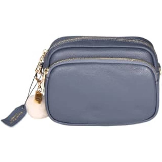 Pom London - Mayfair Leather Crossbody Bag Slate Blue