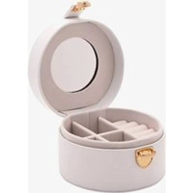 Sophia White Round Jewellery Box With Lift Up Lid & Mirror