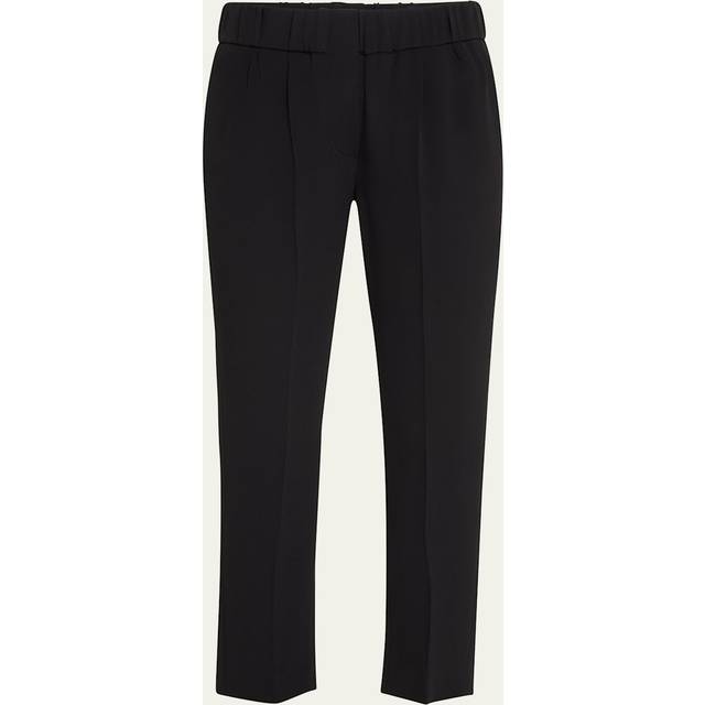 Silk Pull-On Cropped Pants - BLACK - 42 IT (6 US)