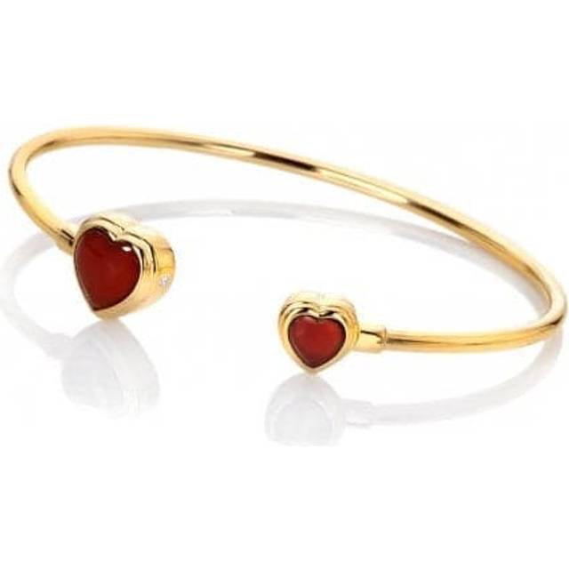 18ct Gold Plated Sterling Silver Heart Red Agate Bangle DC194
