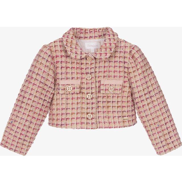 Luxurious Pink Tweed Jacket for Girls