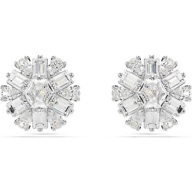 Swarovski Idyllia Crystal Snowflake Stud Earrings in Rhodium Plated