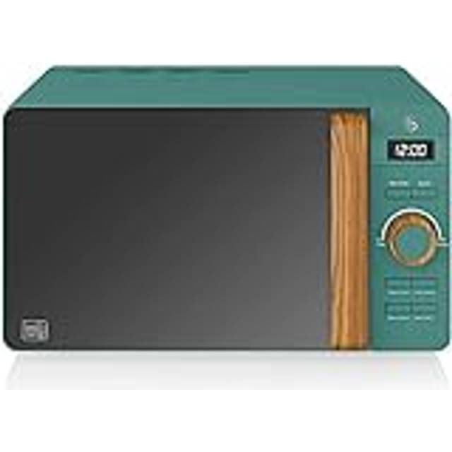 Swan Nordic Digital mikrovågor 20 L, 6 arbetsnivåer, 800 W effekt, 30 minuter, enkel rengöring, avfrostningsläge, modern design, träeffekthandtag, matt grön SM22036GRENEUN