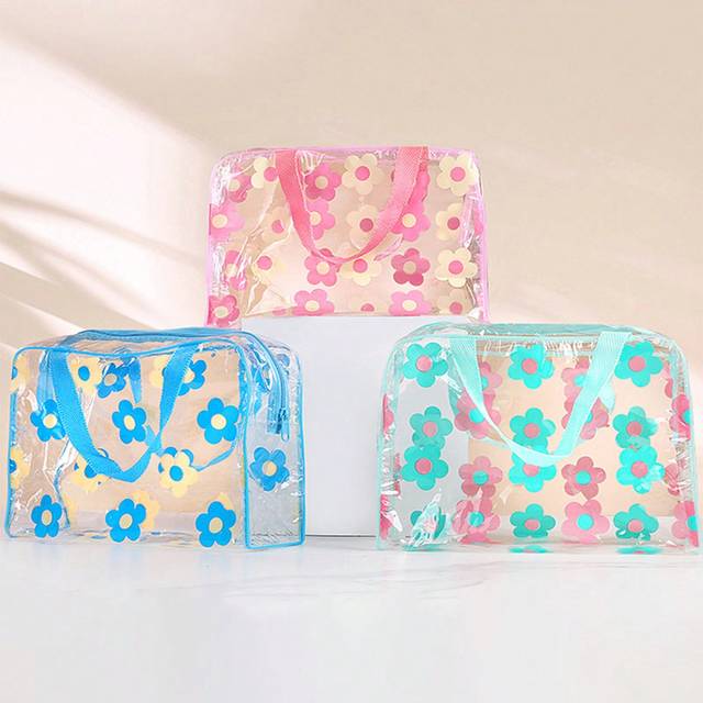 SHEIN 3pcs Printed Waterproof Toiletry Bag, Large Capacity Cosmetic Organizer Pouch, Transparent Print Design, Convenient Hand Carry, For Men & Women Makeup