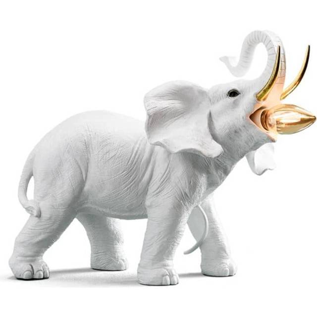 Table lamp elephant Dumbo, white-gold