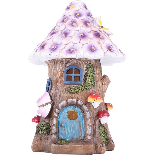 JJBRDZ Fairy Garden House Solar Statues Sculpture Decor Lawn Yard