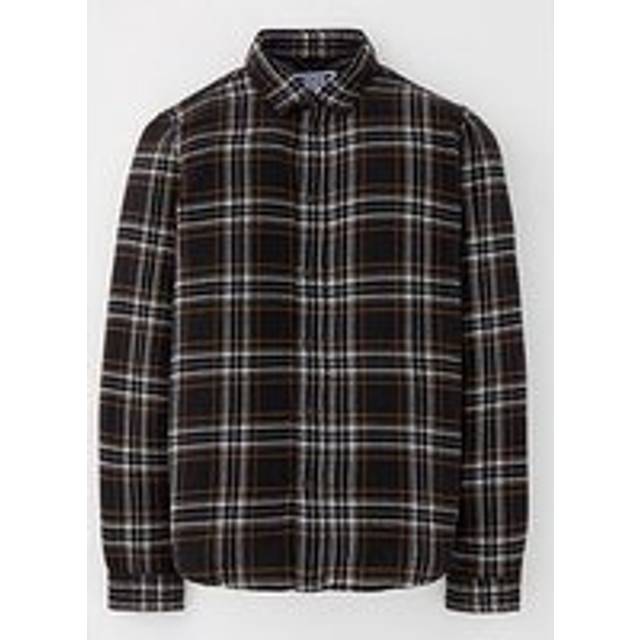 Jack & Jones Junior Boys Joshua Fall Flannel Check Shirt - Black, Black, Size 8 Years - 8 YEARS