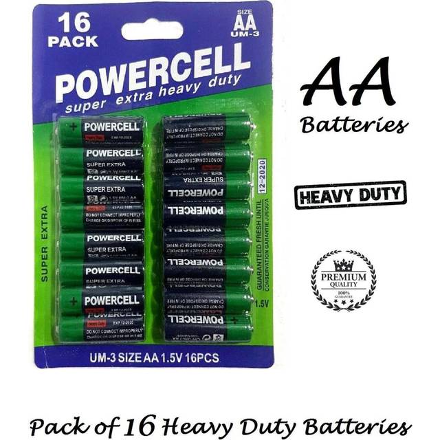 (AA Battery, 1Pk-16 Pcs) 16 X Power cell AA &AAA Battery 1.5V Heavy Duty Batteries Value Pack Zinc 32/48