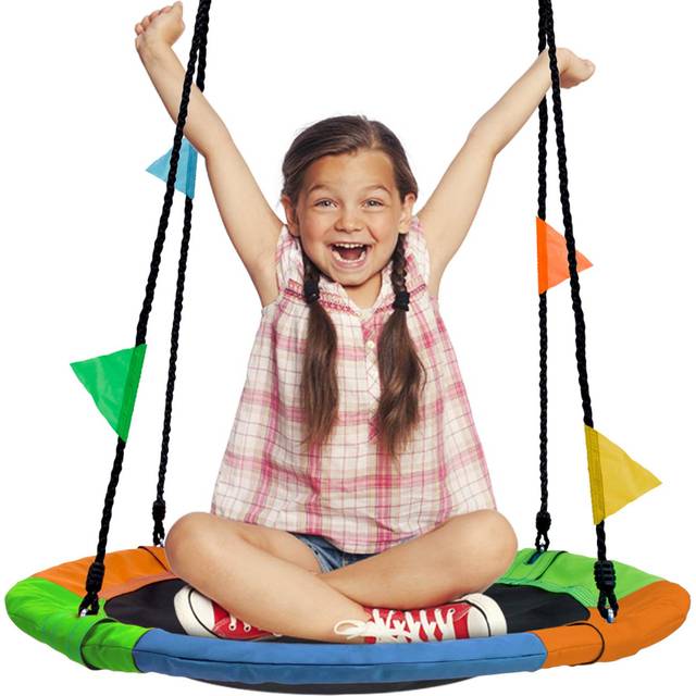 "Sorbus 24"""""""" Saucer Tree Swing for Kids- 220lbs Outdoor Swing Fun- Tree Glider Therapy Swing-Durable Multi-Strand Adjustable Ropes Swing Seat"