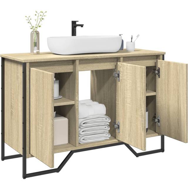 vidaXL Bathroom Sink Cabinet Sonoma Oak 91x35x60 cm Engineered Wood - sonoma oak
