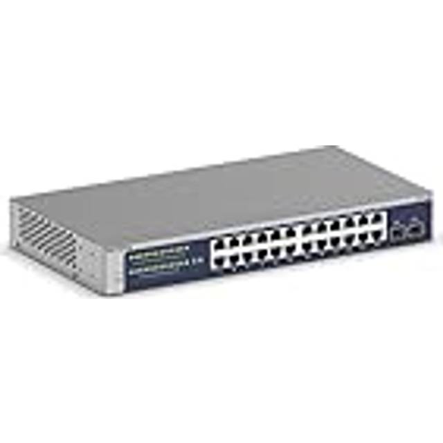 NETGEAR 24-portars Gigabit Ethernet Smart Switch (GS724T) Hanterad, tillval med Insight Cloud Management för 1 år, med 2 1G SFP, Desktop & Rackmontering och begränsad livstidsgaranti