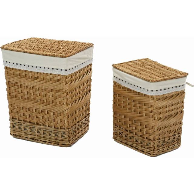 2 Piece Wicker Laundry Set - Brown (56cm H X 46cm W X 33cm D)