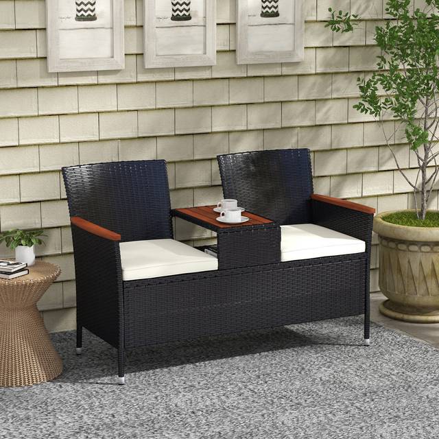Kalinowski Wicker Love Seat - Black