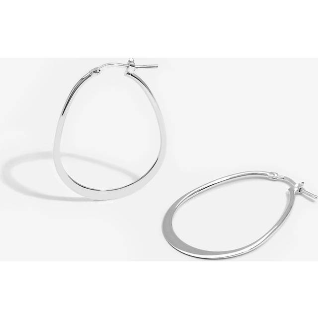 Simply Silver Simply Silver Sterling Silver 925 Polished Oval Flat Edge Hoop Earrings
