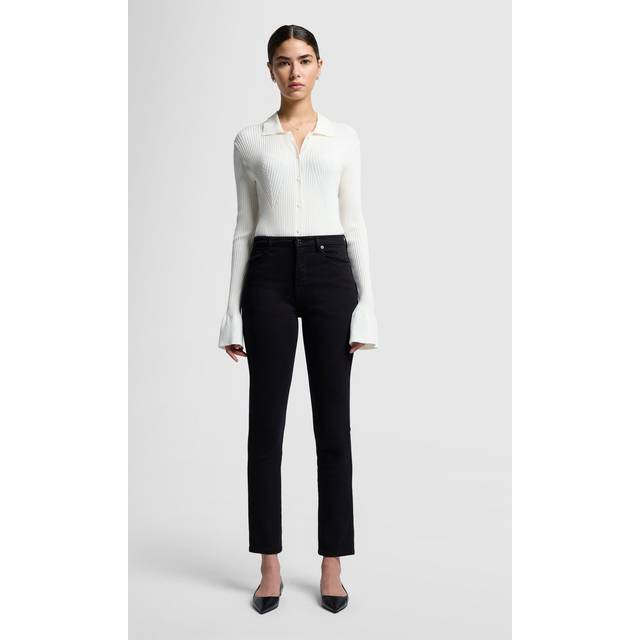 7 For All Mankind - Hr Kimmie Straight Slim Illusion Luxe Rinsed Black - Straight Jeans - black