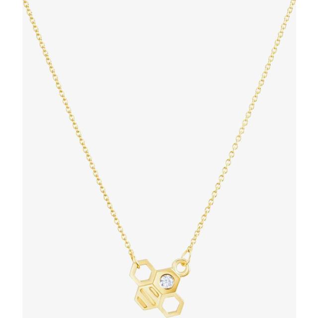 9ct Yellow Gold Diamond Large Bee Necklace BFL1-9YG-D