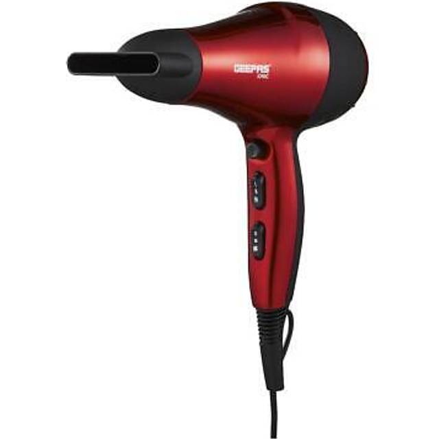 Geepas 2000w hair dryer 2 speed 3 heat option concentrator ionic function red
