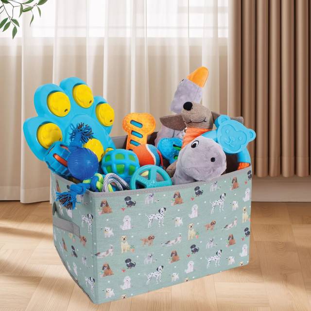 Folding Pet Dog Toy Storage Box Collapsible With Handles 37cm x 25cm