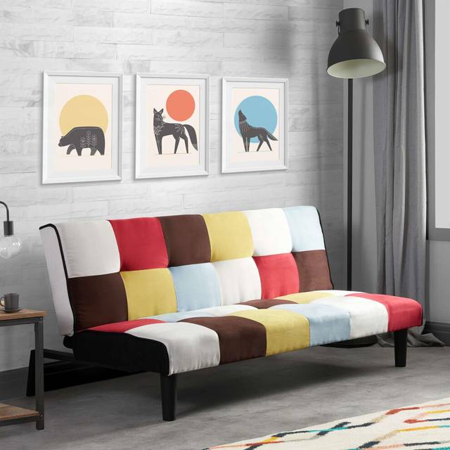 Birlea Velvet Sofa Bed Aurora 3 Seater Settee Modern Fabric - Multi - One Size