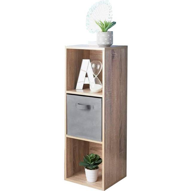 3 Cubes 1 Basket Oak  Shelving Storage Unit Bookcase G-0336