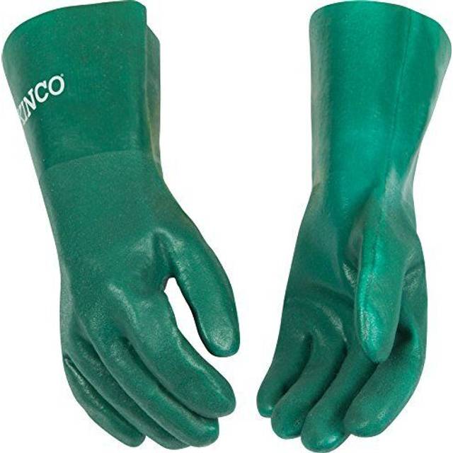 Kinco 7184G PVC Coated Glove with Sandy Finish  Work  14 Length  Large  Green Pack of 6 Pairs