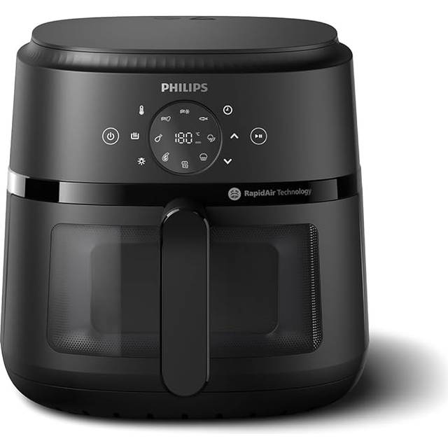 Philips Airfryer 2000-serien 6,2 liter - 1700 W effekt, Matlagningsfönster, RapidAir-teknik, digital pekskärm, 13 tillagningsalternativ, Upp till 90% mindre fett, Svart (NA230/00)
